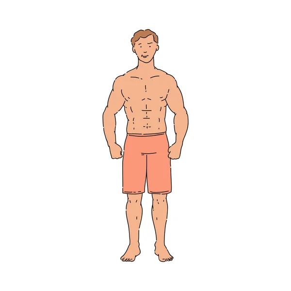 Vector muscular guapo deportista con cuerpo en forma — Archivo Imágenes Vectoriales