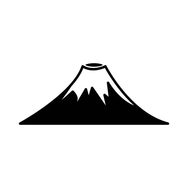 Vector Abstract Mountain Volcano Rock Black Silhouette Icon Natural Terrain — Stock Vector