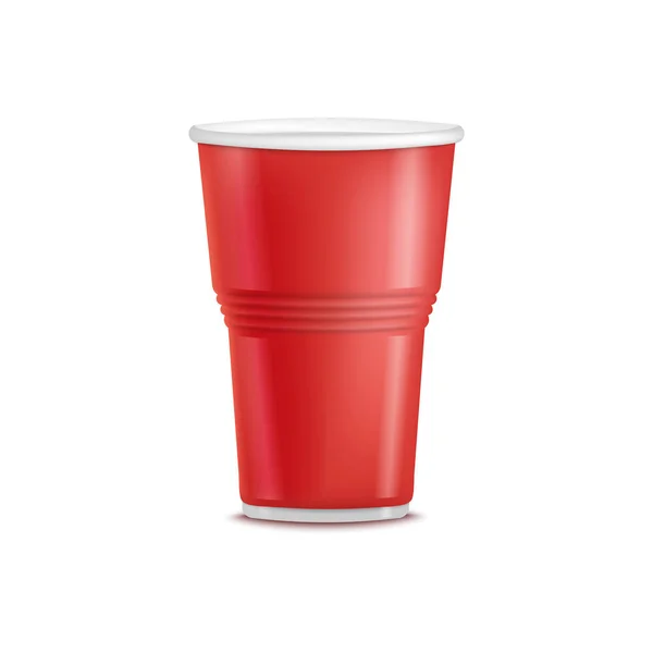 벡터 빨간색 플라스틱 일회용 컵 테이크 아웃 음료 — 스톡 벡터