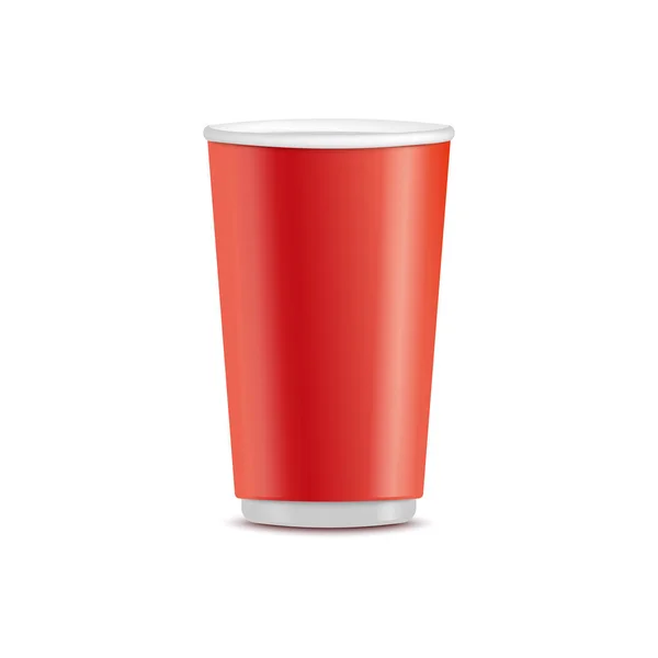 Vector de plástico rojo taza desechable para llevar bebida — Vector de stock