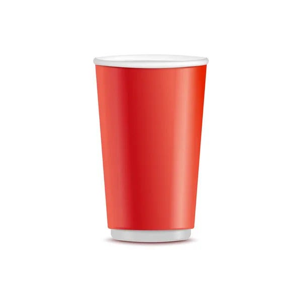 Vector red plastic disposable cup takeaway drink — Stock Vector