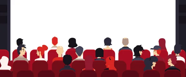 Vector big audience people at chairs empty stage — Stock Vector