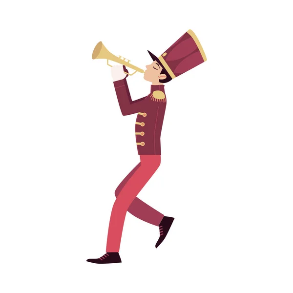Учасник параду, молодий трубач грає на трубі . — стоковий вектор
