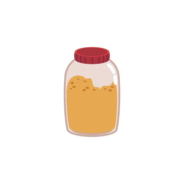 Glass jar for storage of food residues or leftovers in a flat style. — Stock Vector