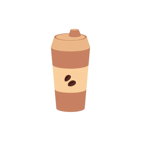Återanvändbara egna eco kaffe kopp eller mugg för drycker på ett kafé i en platt stil. — Stock vektor