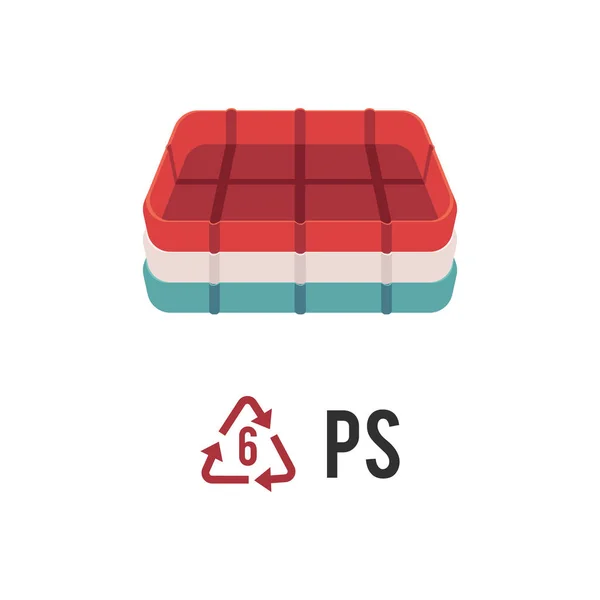 Kunststof recycling pictogram, symbool en teken Ps met lade en briefpapier. — Stockvector