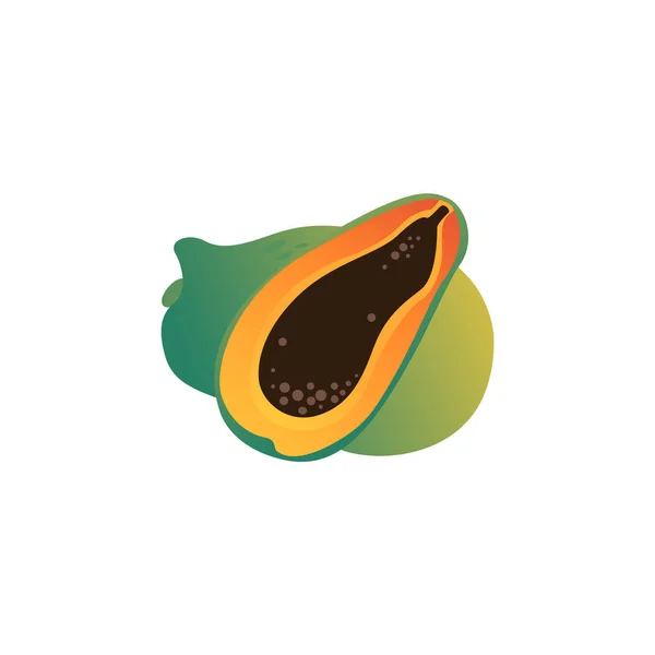 Vektor papaya eksotis ikon kartun buah tropis - Stok Vektor