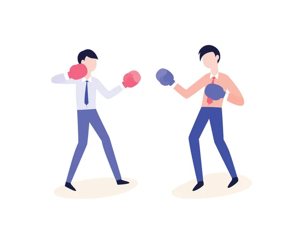 Vecto flat office workers fight in boxing gloves — Stock Vector