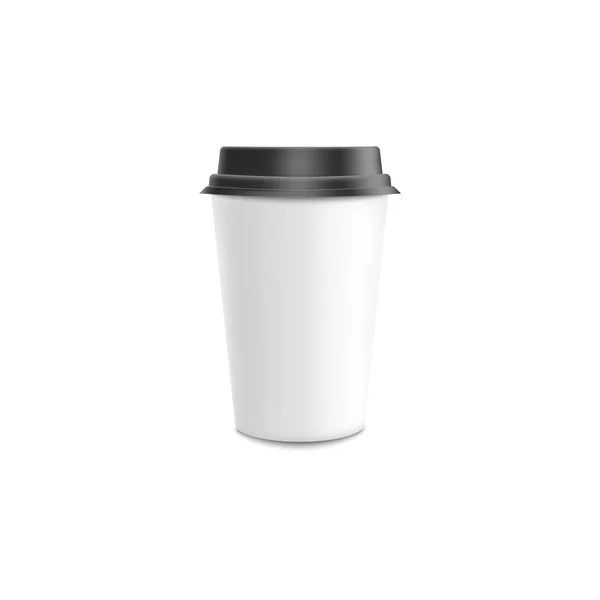 Papel de café o taza de plástico maqueta en 3d ilustración vectorial realista . — Vector de stock