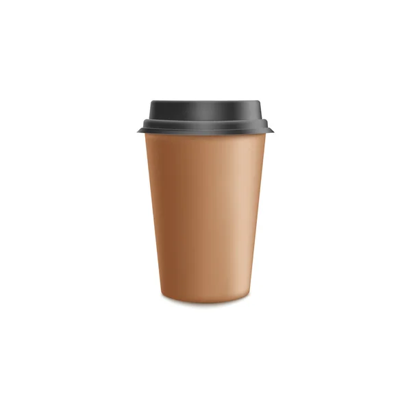 Café de papel artesanal marrón para ir maqueta en 3d ilustración vectorial realista . — Vector de stock
