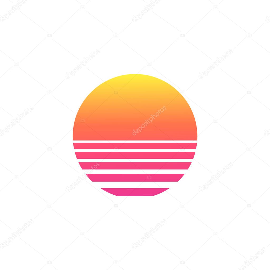 Isolated sunset gradient on white background.