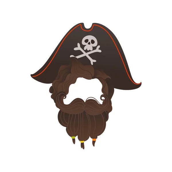 Vetor pirata barba foto cabine adereço traje — Vetor de Stock