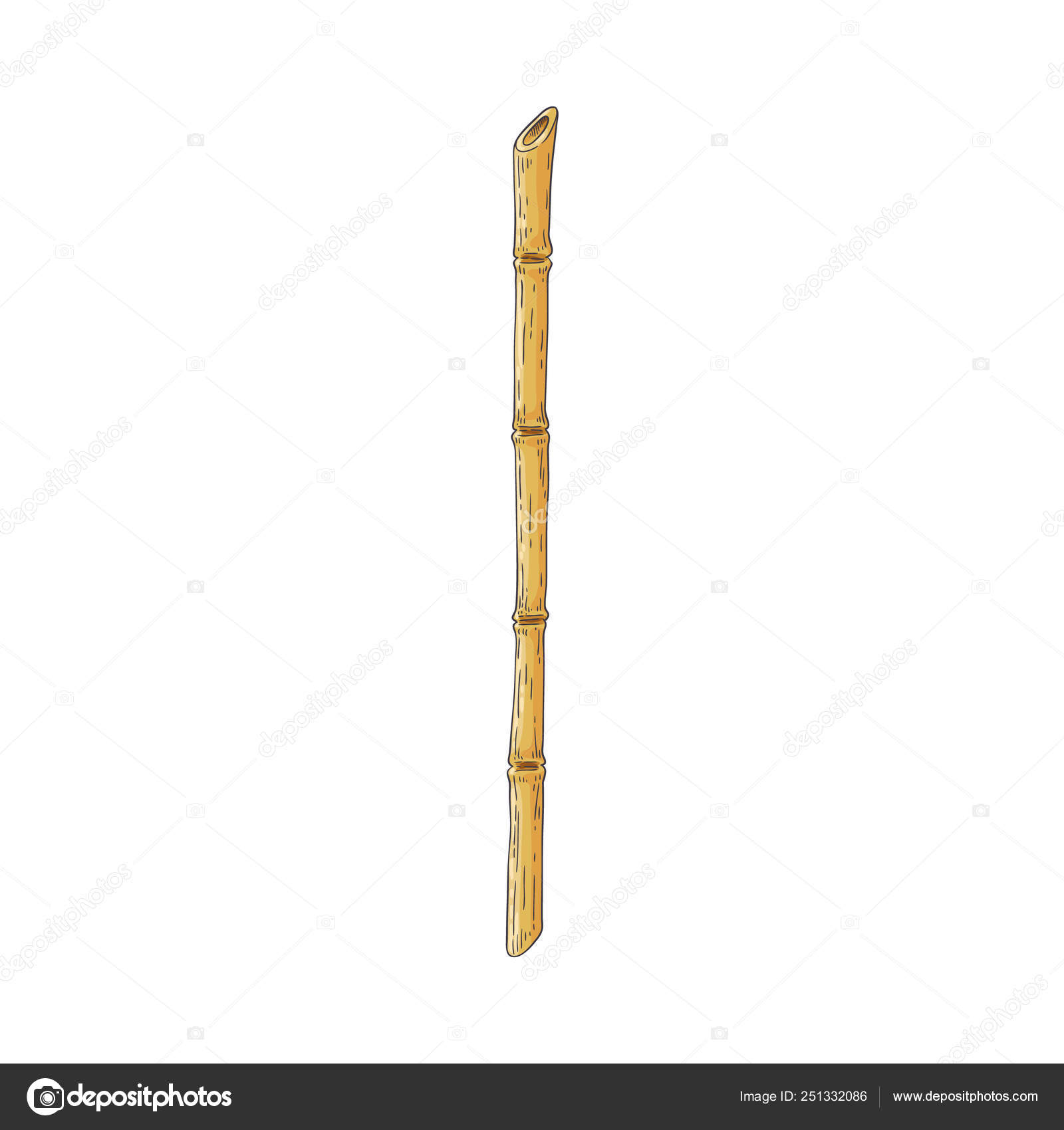 Brown bamboo stick in sketch style isolated Vector Image