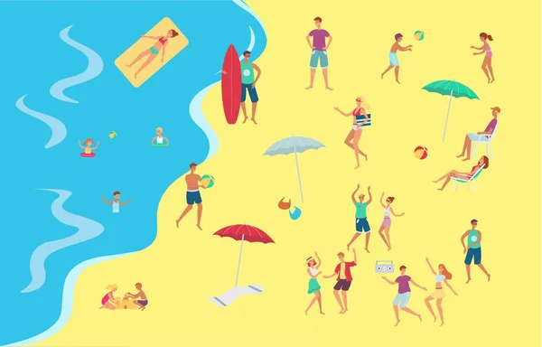 Vector mensen op zee kant strand concept — Stockvector