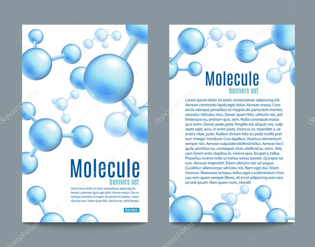 Vector abstract molecule banner set for labs