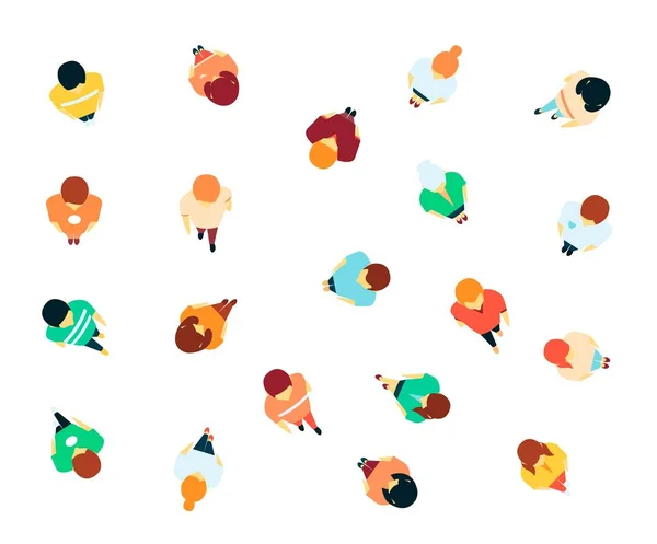 Vector people in crowd top view icon set — Stock Vector