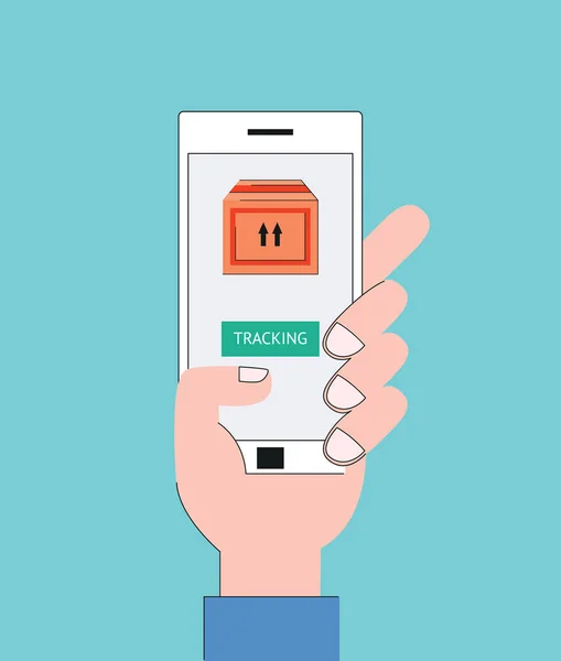 Spedizione di consegna online piatta vettoriale app di monitoraggio — Vettoriale Stock
