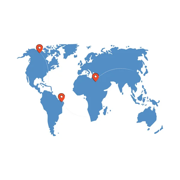 World map with travel destination marks — 스톡 벡터