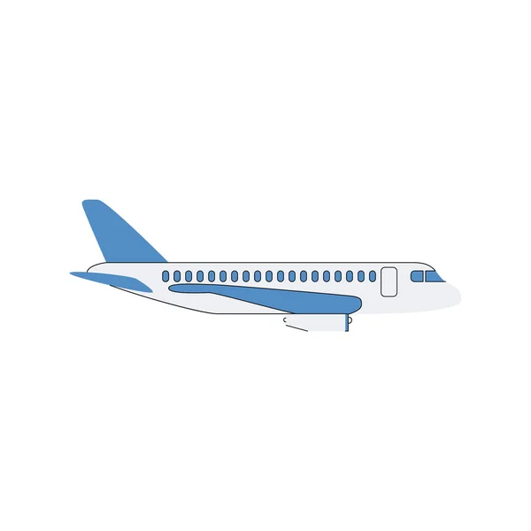 Avión blanco con alas azules — Vector de stock