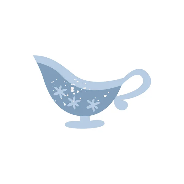 Ceramiczna lub porcelanowa sauceboat w stylu kreskówek płaskich — Wektor stockowy