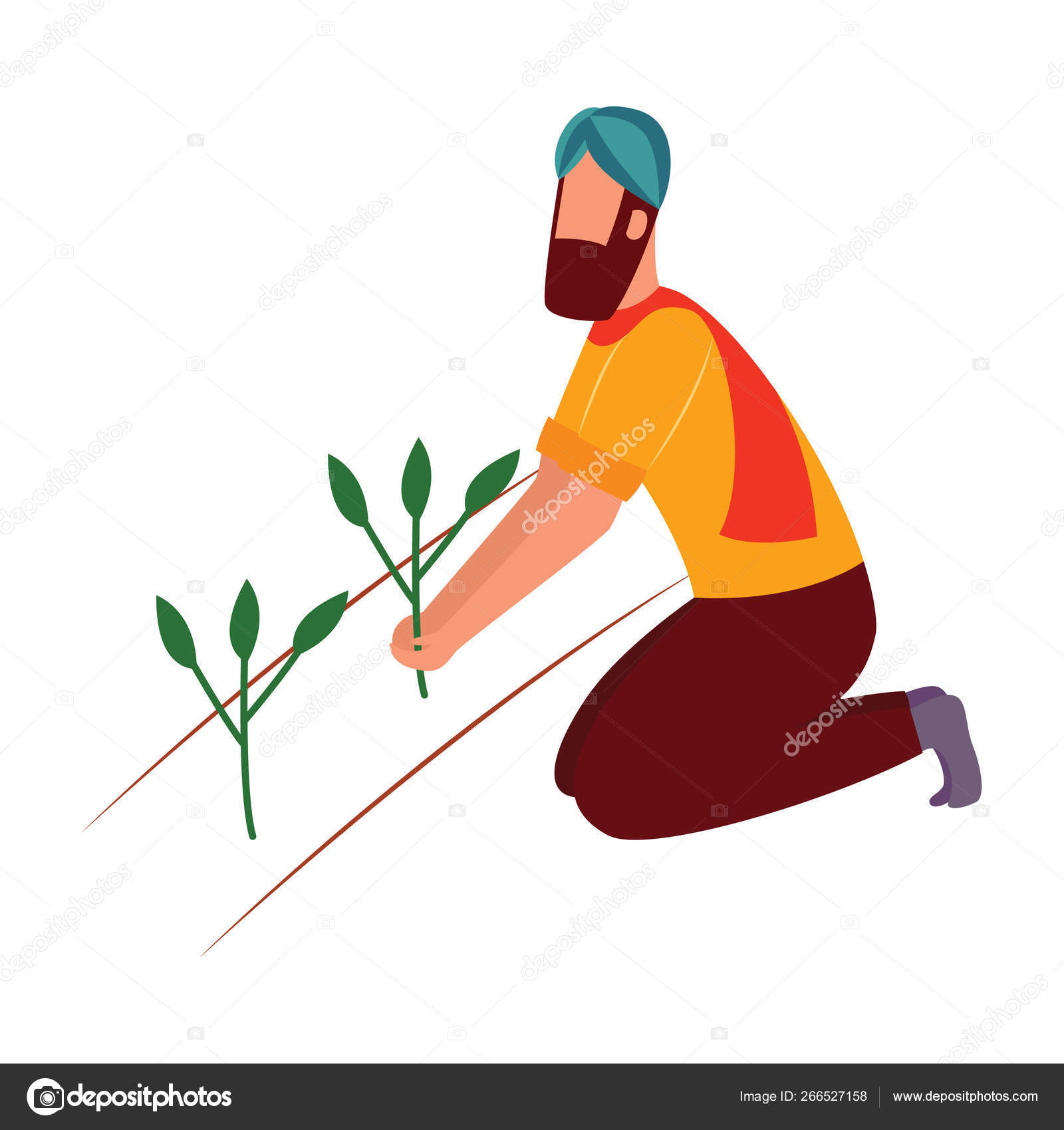 Indian farmer man kneeling and holding crop plant flat cartoon style Stock Vector Image by ©Sabelskaya #266527158 Indian farmer man kneeling and holding crop plant flat cartoon style Stock Vector Image by ©Sabelskaya #266527158