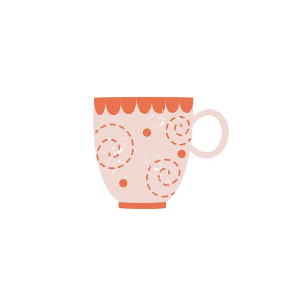 Vecteur plat tasse de vaisselle en céramique icône décorée — Image vectorielle