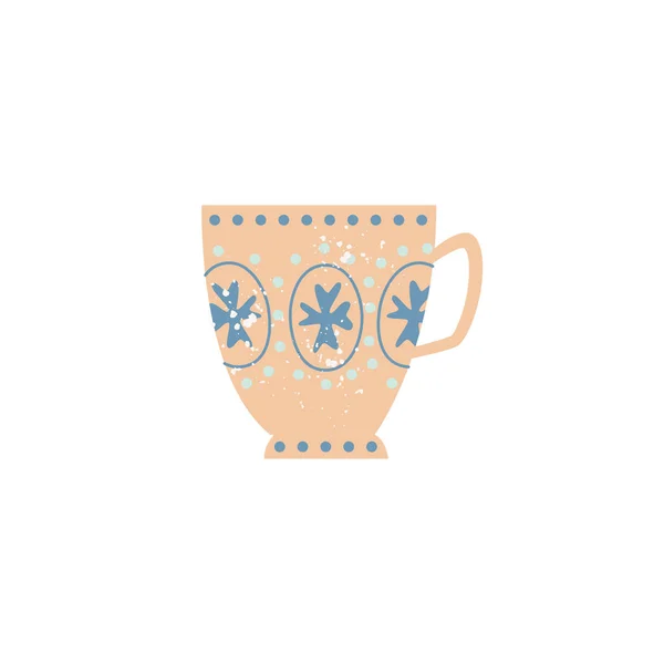 Wektor płaski ceramiczny kubek naczynia zdobione ikona — Wektor stockowy