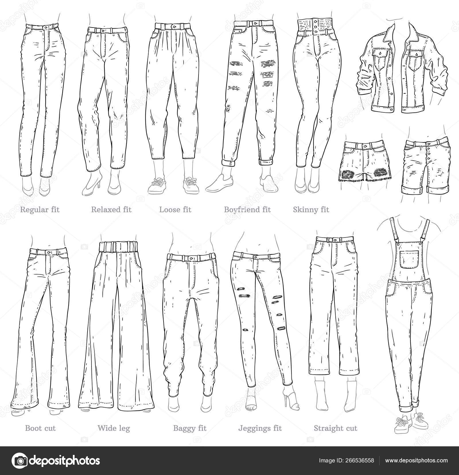 leggings fit jeans female denim pants Stock Vector Image by ©Sabelskaya #266536558