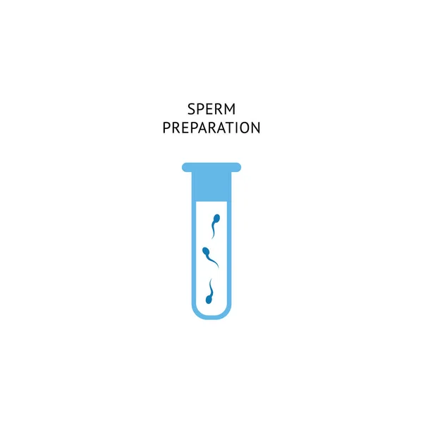 Procedimiento de preparación de espermatozoides para fertilización. Icono de tubo de laboratorio con célula de fertilidad humana para inseminación y FIV — Archivo Imágenes Vectoriales