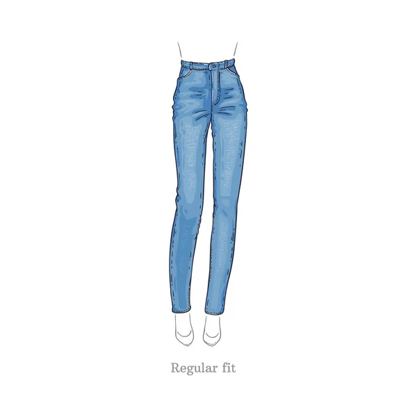 Векторний регулярний стиль джинси жіночі джинсові штани — стоковий вектор