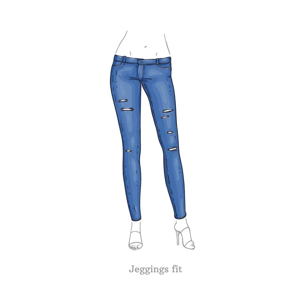 Векторні легінси підходять під стиль джинси жіночі джинсові штани — стоковий вектор