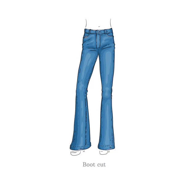 Векторні джинси в стилі черевиків, жіночі джинсові штани — стоковий вектор