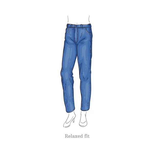 Векторні розслаблений стиль джинси, жіночі джинсові штани — стоковий вектор