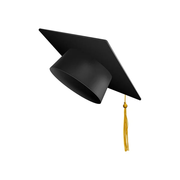 Graduación universidad o universidad gorra 3d vector aislado sobre fondo blanco . — Vector de stock