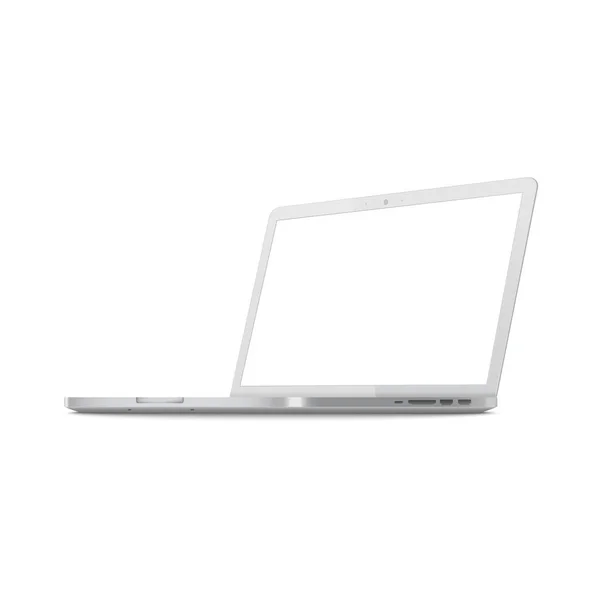 Weiße Laptop-Bildschirm-Attrappe von der Seitenansicht — Stockvektor