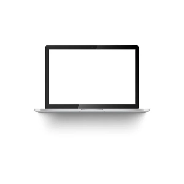 Mockup de vista frontal laptop aberto com tela em branco branco estilo realista — Vetor de Stock