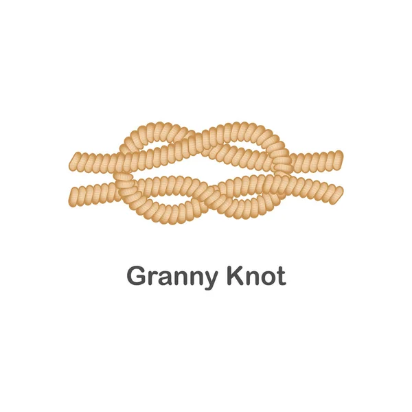 Type de noeud marin ou nautique noeud mamie pour corde avec boucle . — Image vectorielle
