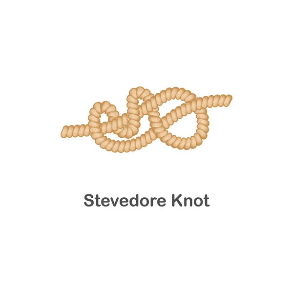 Тип морского или морского узла стивидорный узел для веревки . — стоковый вектор