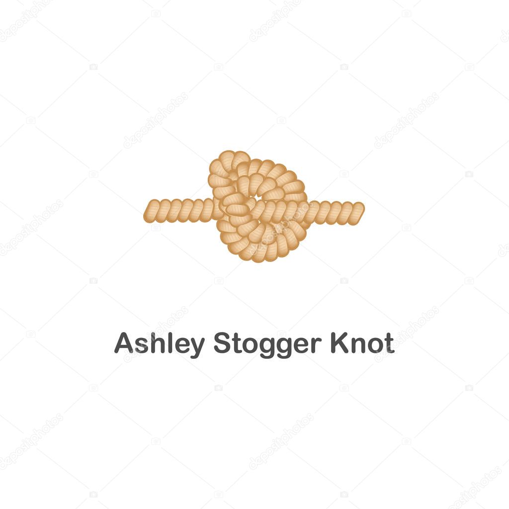 Type of nautical or marine node ashley stogger knot for rope with a loop.
