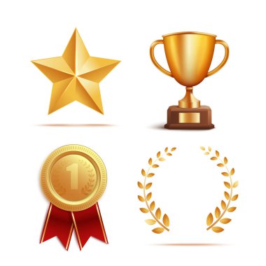 Icon and symbol award, prize and trophy set. clipart