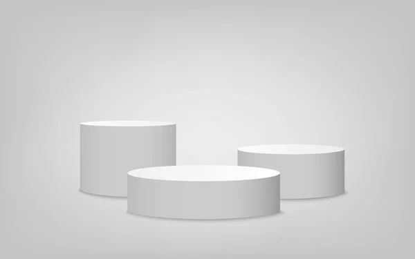 Conjunto de podio de cilindro blanco con un paso — Vector de stock