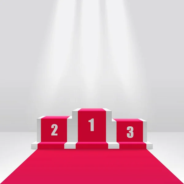 Competition winners podium or pedestal 3d vector illustration isolated on white. — Stock Vector