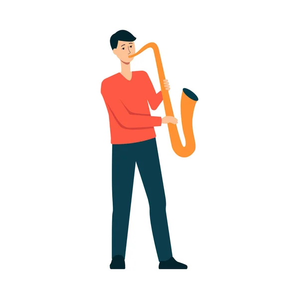 L'homme joue style saxophone dessin animé — Image vectorielle