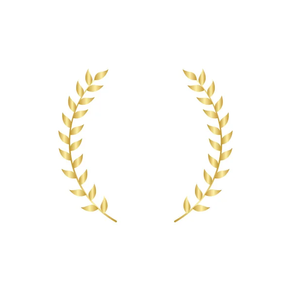 Gold laurel or olive branch element of greek victory wreath vector icon isolated. — Stock Vector