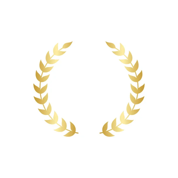 Alloro circolare dorato o vettore di corona di olivo greco isolato su sfondo bianco . — Vettoriale Stock