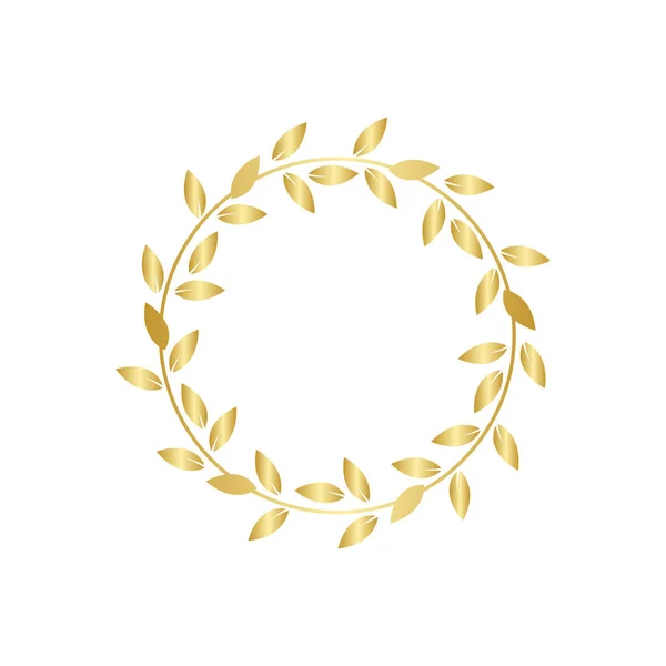 Golden Laurel eller Olive Award krans vektor illustration isolerad på vitt. — Stock vektor