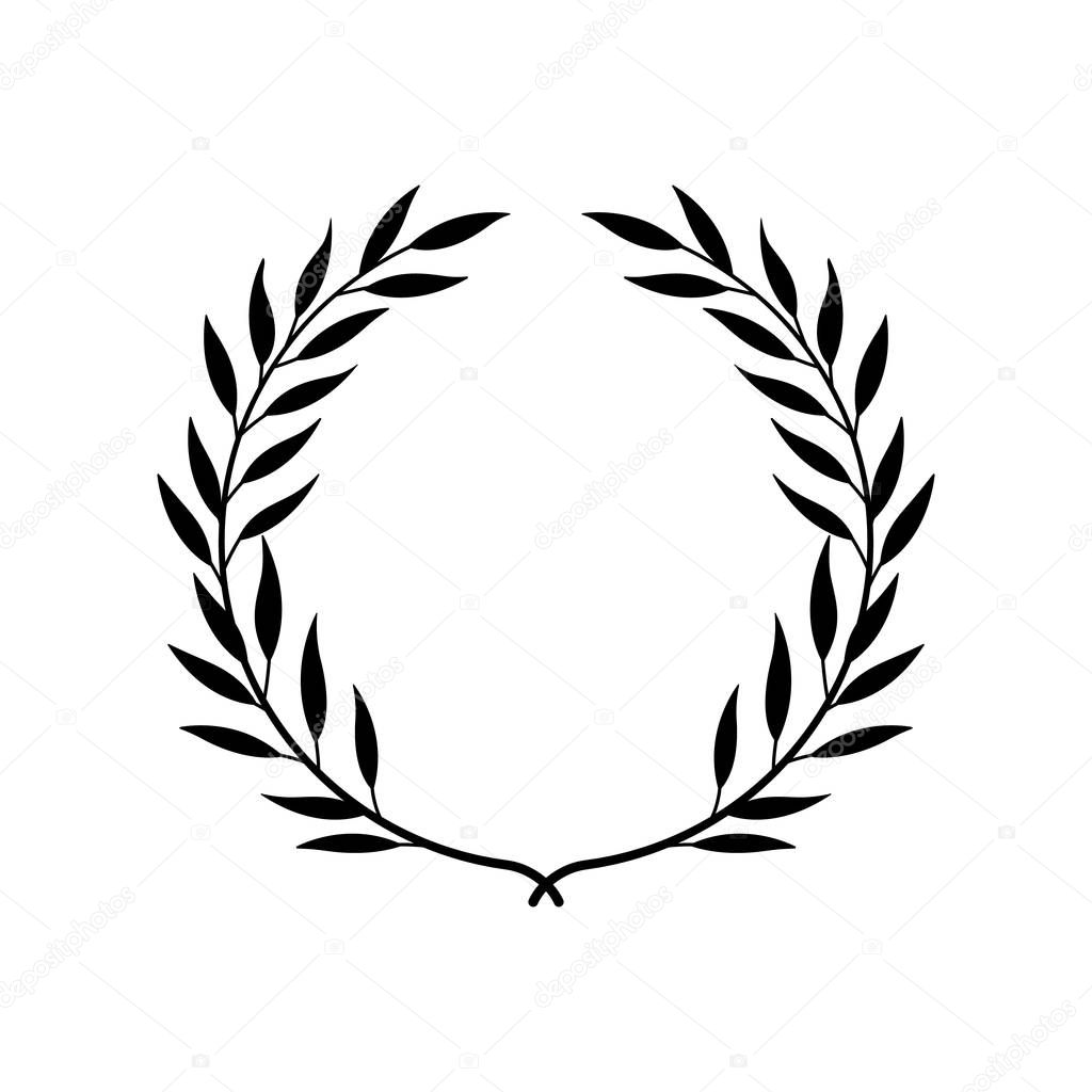 Greek laurel or olive winner award wreath or leaf frame vector isolated on white .