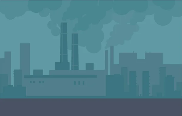 Fabrika ve fabrikaların şehir borularında hava kirliliği. — Stok Vektör