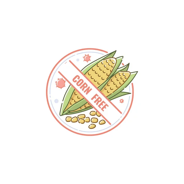 Corn free icon and lable, mark for healthy and dietary products with corn intolerance. — Stock Vector