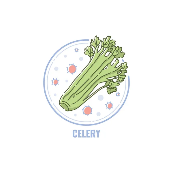 Etiket voor producten met de inhoud van celery allergeen vector geïsoleerd op de achtergrond. — Stockvector